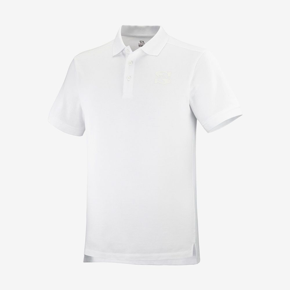 Salomon OUTLIFE SS POLO M Camisetas Hombre - Blancas - Colombia (54621-RBWH)